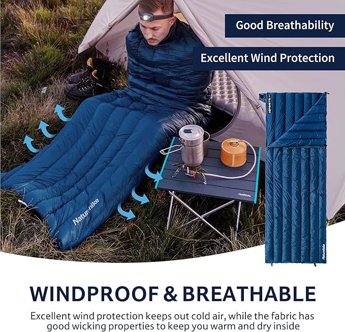 Naturehike Ultralight Backpacking Down Sleeping Bag for Adults, 650 Fill Power Sleeping Bag 20oz for 42-52℉, Compact Lightweight Sleeping Bags for Hiking Camping 3 Seasons