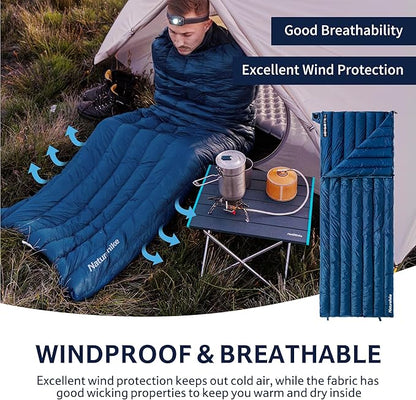 Naturehike Ultralight Backpacking Down Sleeping Bag for Adults, 650 Fill Power Sleeping Bag 20oz for 42-52℉, Compact Lightweight Sleeping Bags for Hiking Camping 3 Seasons