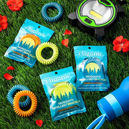 Cliganic 25 Pack Mosquito Repellent Bracelets, DEET-Free Bands, Individually Wrapped (Packaging May Vary)