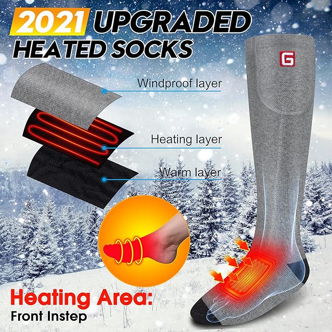 Electric Heated Socks Rechargebale Battery Powered Heating Socks for Men Women,Winter Thermal Insulated Thick Sox Kit for Chronically Cold Feet,Novelty Sports Hunting Hiking Skiing Foot Warmer Socks