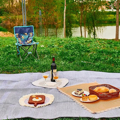 Large Outdoor Blanket, 80'' x 80'' Waterproof Soft Picnic Blanket for Park, Foldable Beach Blanket with Carry Strap, Portable Picnic Mat for Family, Friends Outdoor Together (Grey)