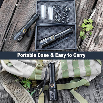 LED Flashlights High Lumens Rechargeable, 2 Pack 990,000 Lumen Super Bright Flashlights with 5 Modes, IPX7 Waterproof Powerful Handheld Flash Light for Camping Outdoor Home Emergency