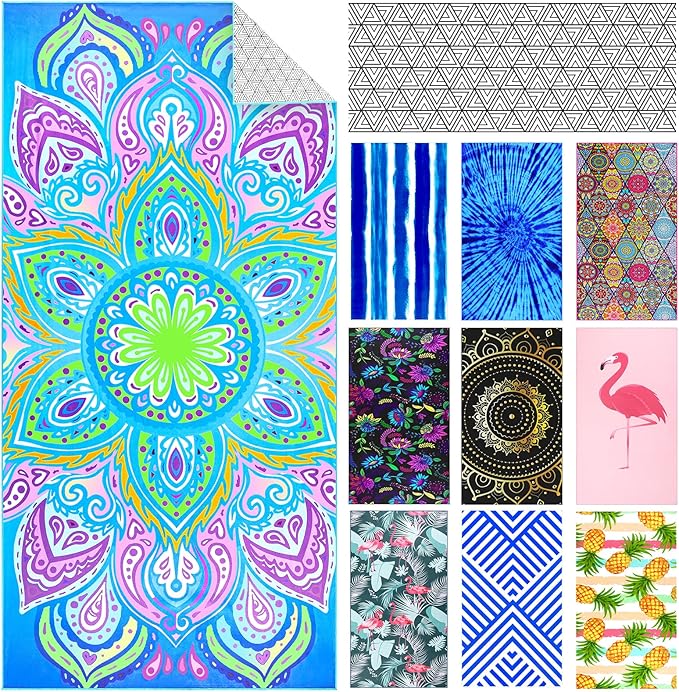 Microfiber Lightweight Thin Beach Towel Sandproof Compact Clearance Towels Quick Dry Sand Free Pool Swim Fast Drying Sandless Blanket Travel Essentials Accessories Vacation Women Men Adult Gift Purple