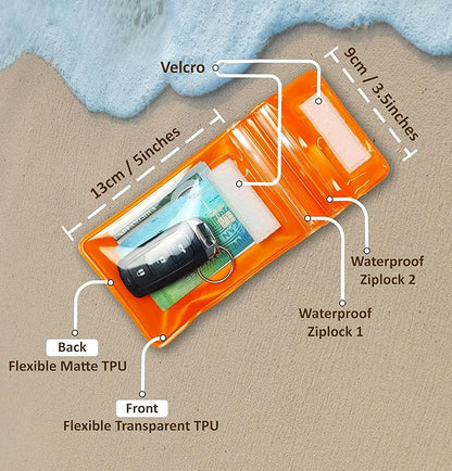 Waterproof Car Key FOB Pouch Submersible Dry Bag Holder for ID Credit Cards Cash Keys Case Swim Surf Floating Wallet