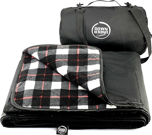 DOWN UNDER OUTDOORS Large Waterproof Windproof Extra Thick 350 GSM Quilted Fleece Stadium Blanket, Camping Picnic Outdoor & Beach, Machine Washable 82 x 55