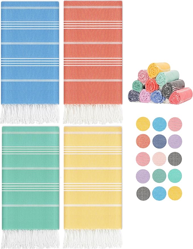 4 Packs Turkish Beach Towels Gym Towel Camping Blanket Xl Large Big Size Sandfree Sandrpoof Thin Fast Drying Packable Honeymoon Travel Essential Summer Vacation Accessories Hawaii Trip Necessities