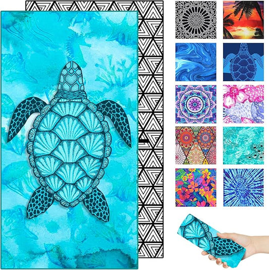 Microfiber Beach Towel–Quick Dry Lightweight Sand Free Oversized Large Towel Accessories Travel Must Swim Pool Yoga Camping Summer Cruise Ship Compact Sandproof Gift Jellyfish Turtle(71" 32")
