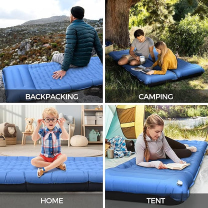 Camping Sleeping Pad, 6.8'' Extra Thickness Reinforced Sleeping Pad for Camping with Pillow Built-in Foot Pump, 79 * 28IN Ultralight Self Inflating Air Mattress Mat for Backpacking Hiking Tent