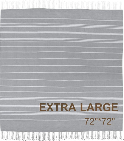 Genovega Cotton Turkish Beach Towel Oversized Soft Absorbent Quick Dry Extra Large Sandless Compact Coverups Sarong Lightweight Sand Free Fast Drying Packable Foldable Bath Bathroom Stuff Adult