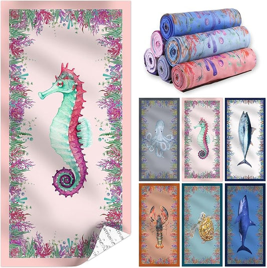 Microfiber Beach Towel Swim Pool Towel Quick Dry Compact Sand Free Toallas de Playa Pink Cute Women Birthday Gift Mom Wife Sister Her Boss Friend Appreciation Thank You Retirement Honeymoon Trip