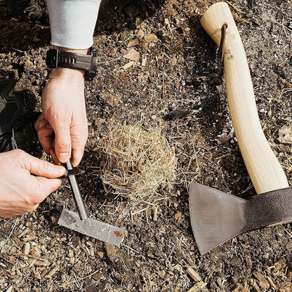Surviveware Survival Fire Starter with Emergency Whistle, Paracord Handle, and Steel Serrated Scraper