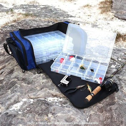 OSAGE RIVER Large Waterproof Fishing Tackle Bag with Padded Shoulder Strap, Ripstop Soft Sided Bag with Fishing Pliers Holder