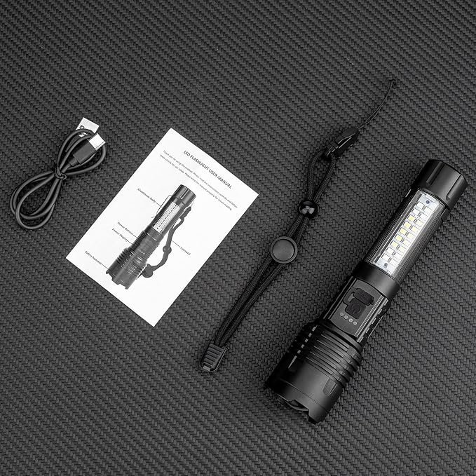 Flashlights High Lumens Rechargeable - 990000 Lumen Super Bright Flashlight with 7 Modes, IPX6 Waterproof Mid-Size LED Flash Light for Home, Camping, Hiking