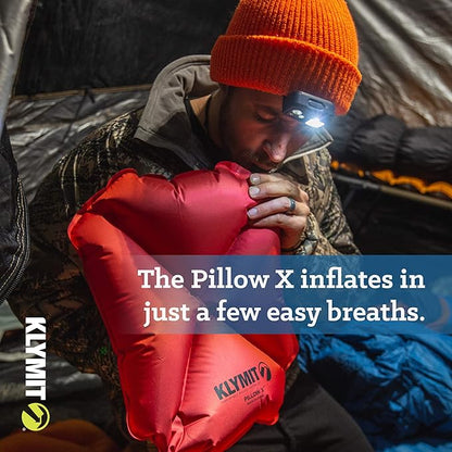 Klymit Pillow X Travel Pillow, Lightweight Inflatable Hybrid Airplane, Backpacking, Hammock, and Camping Pillow