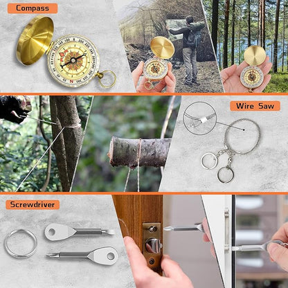 35 in 1 Survival Kit, Gifts for Dad Men Husband, Powerful Survival Gear and Equipment, Birthday Gifts for Him Teen Boy Boyfriend, Upgraded Cool Gadgets for Camping, Hiking, Hunting, Fishing