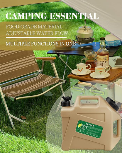 3.5 Gallon Water Jug, Overlanding Gear Water Containers Spigot, Camping Essential Truly Leak-Proof Press Faucet Warm Sand Water Storage,BPA Free Portable Emergency Water Tank for Outdoors Hiking RV