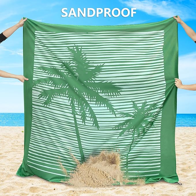 Beach Blanket Waterproof Sandproof Beach Mat 79”x 83” for 1-4 Adults Quick Drying Durable Outdoor Picnic Mat for Beach Festival Travel Camping Hiking (COCOTREE, 79"×83"(4 Person))