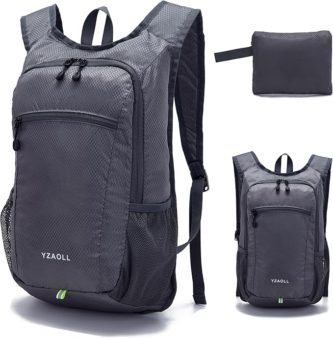 YZAOLL Small Hiking Backpack 15L Lightweight Packable Outdoor Hiking Daypacks for Women Men Travel Camping,DarkGray