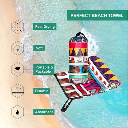 4Monster Microfiber Beach Towel Quick Dry,Super Absorbent Lightweight Travel Towel for Swimmers, Sand Free Camping Towel, Beach Towels for Pool, Swim, Water Sports,Yoga,Gym,Backpacking