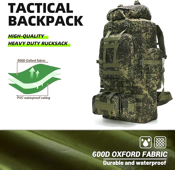 King'sGuard 100L Camping Hiking Backpack Molle Rucksack Military Camping Backpacking Daypack