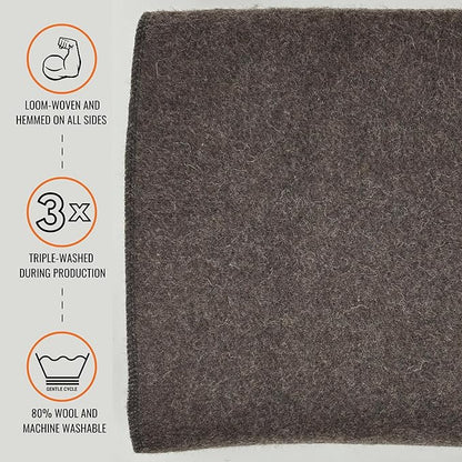 Arcturus Military Wool Blanket - Warm, Thick, Washable - Great for Outdoors, Camping, Stadium Blanket, Picnics, Travel - Car & Bushcraft Survival Kits, Large 64in x 88in 4.5 lb