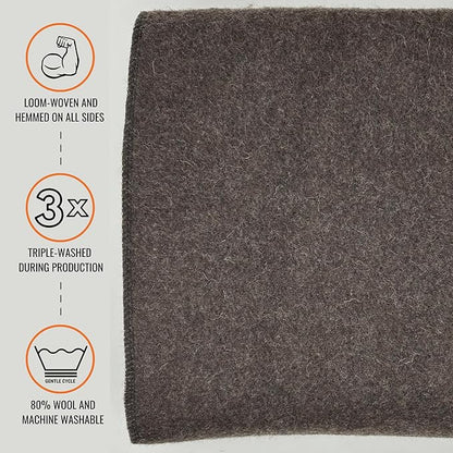 Arcturus Military Wool Blanket - Warm, Thick, Washable - Great for Outdoors, Camping, Stadium Blanket, Picnics, Travel - Car & Bushcraft Survival Kits, Large 64in x 88in 4.5 lb