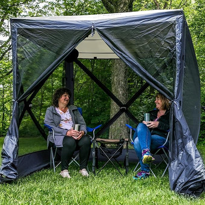 CLAM Quick Set Traveler 6 x 6 Ft Portable Outdoor Shelter, Blue + Clam Quick Set Screen Hub Tent Wind & Sun Panels, Accessory Only, Blue (3 Pack)