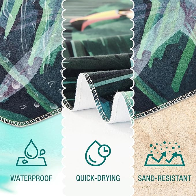 HYSEAS Lightweight Ultra-Thin Beach Towel, Oversized for Adult 78"X35", Sand Free, Quick Dry, Ideal for Swimming, Beach, Yoga, Travel, Camping, Essential Beach Accessory & Vacation Gift, Paradise Bird