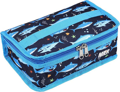 MIER Portable Thermal Insulated Cooler Bag Mini Lunch Bag for Kids, Blue Shark