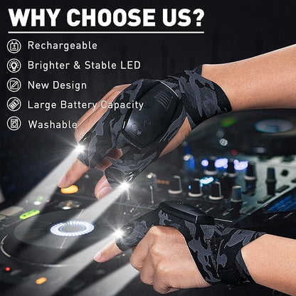 ThxToms Chargable Flashlight Gloves Gifts for Men, Father's Day Gifts for Dad, Unique Birthday Stuff and Tools for Repairing Fishing Camping