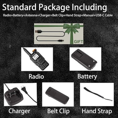 2 Packs Quansheng UV-K5 Radio USB-C Charging Dual Band Two Way Radio Long Range for Adult 5W Long Range Handheld Radio NOAA Scrambler/DTMF One Key Copy with 771 Antenna