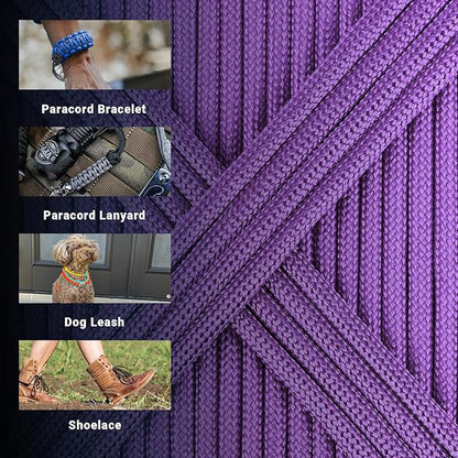 WEREWOLVES Paracord Rope, 7 Strand Type III Parachute Cord 4mm 100ft / 200ft for Crafting, DIY Projects, Survival Bracelets (Medium Purple, 200 ft)