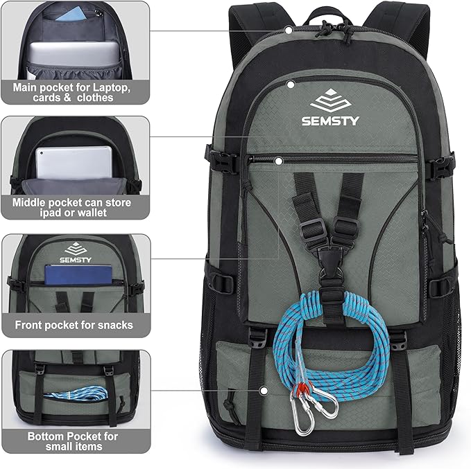 Hiking Backpack, 30L/40L/50L Expandable Hiking Backpack for Men and Women, Travel Backpack Flight Approved