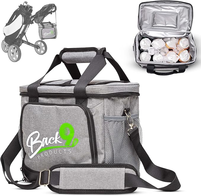 Golf Cooler Bag with Magnetic Lid – 12 Can Soft Sided Insulated Backpack Cooler for Golf Cart, Bag or Camping