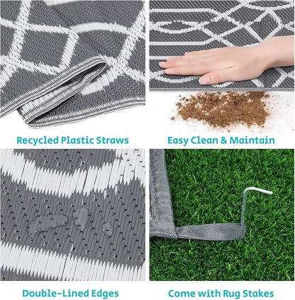 HEBE Outdoor Rug 5'x8' for Patios Waterproof Clearance Reversible Patio Mat Plastic Straw Rug RV Camping Mat Outside Area Rug Carpet for Camping RV,Porch,Deck,Balcony,Camper,Backyard