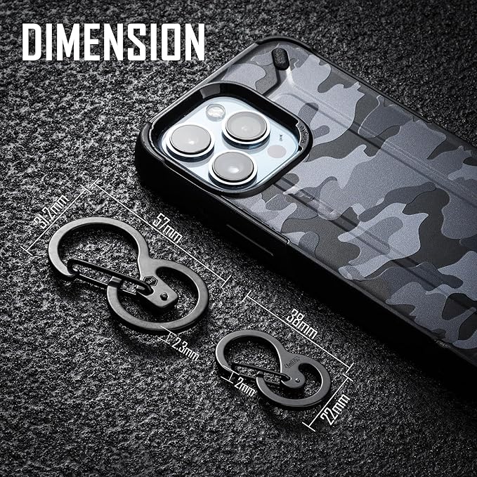 KeyUnity Stainless Steel Carabiner Mini Clips, Key Holder Organizer Keychain for Keys, Flashlight, Folding Knife & Whistles