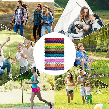 12 Pack Mosquito Repellent Bracelets, DEET-Free, Individually Wrapped PU Leather Insect & Bug Repellent Wrist Bands