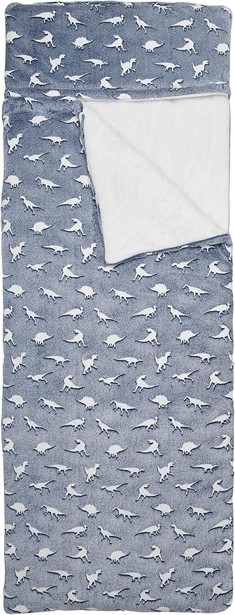 iscream 73" x 25" Faux Sherpa-Lined Plush Fleece Zippered Sleeping Bag - Fun & Games Collection