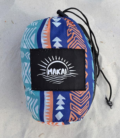 Makai – Lightweight Sheet Style Beach Blanket, Sand Dosen't Stick, Extra Large 8’ x 9’, Compact Strong Parachute Nylon Beach Mat, Stays Cool, Quick Drying, Multifunctional