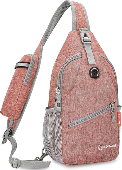 ZOMAKE Small Sling Bag, Travel Sling Backpack, Waterproof Hiking Cycling Crossbody pack for Men Women(Orange)