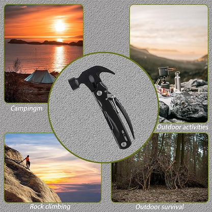 Gifts for Men 12 in 1 Hammer Multitool Pliers Bottle Opener Screwdrivers,Camping Accessories Survival Multi Tools for Hiking Outdoor for Adults Him Boyfriend Husband Grandpa Women Birthday