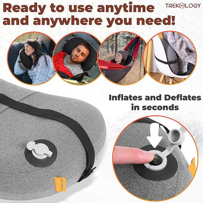 TREKOLOGY Camping Pillow with Removable Cover, Inflatable Pillow for Backpacking, Ultralight Inflatable Camp Pillows for Sleeping Portable Compact Pillow for Hiking Travel