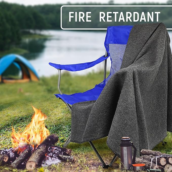JMR Wool Camping Blanket - Warm Heavy Car Blanket & Camp Quilt - Survival Emergency Blanket for Sleeping Outdoors - Multi-Use Wool Blanket for Camping, Car & Home - 70% Wool, Grey, 62X84, Case of 10
