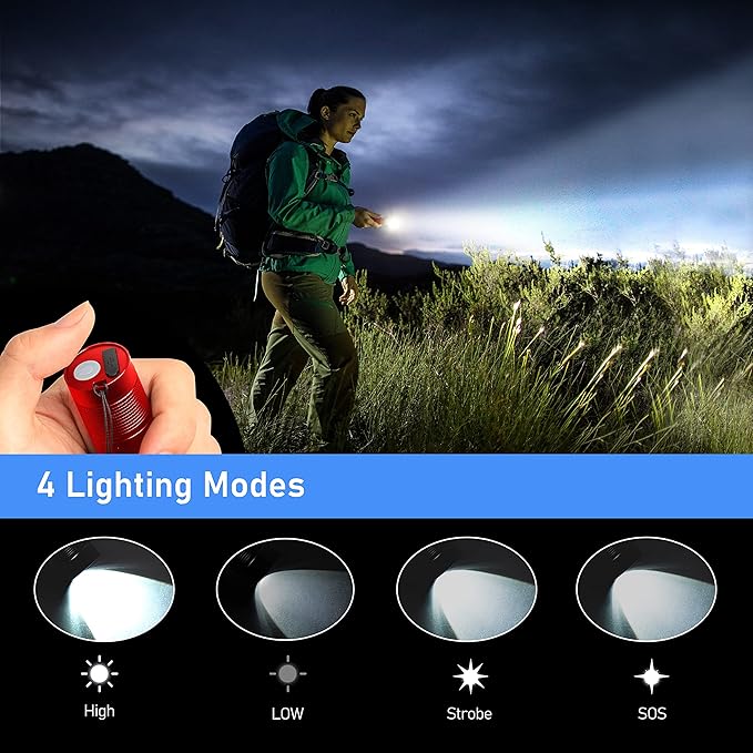 Flashlight Rechargeable,2000L High Lumens Tactical Flashlight,Super Bright Small LED Flash Light-Zoomable,Adjustable Brightness,Long Lasting for Camping,Outdoors,Christmas Gifts Men&Women-Red