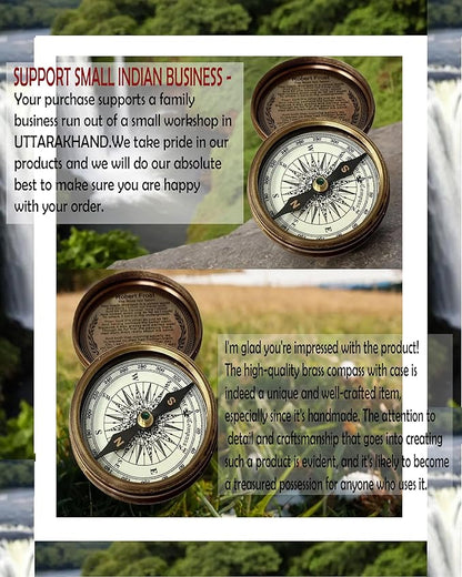 Engraved Brass Compass, Antique Nautical Vintage Directional Magnetic Compass, with Famous Scripture Quote, Baptism Gifts with Leather Case