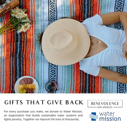 Benevolence LA Authentic Handwoven Mexican Blanket, Yoga Blanket - Perfect Outdoor Picnic Blanket, Beach Blanket, Camping Blanket, Equestrian Saddle Blanket, Serape Blanket 50x70 inches - 1 Blanket