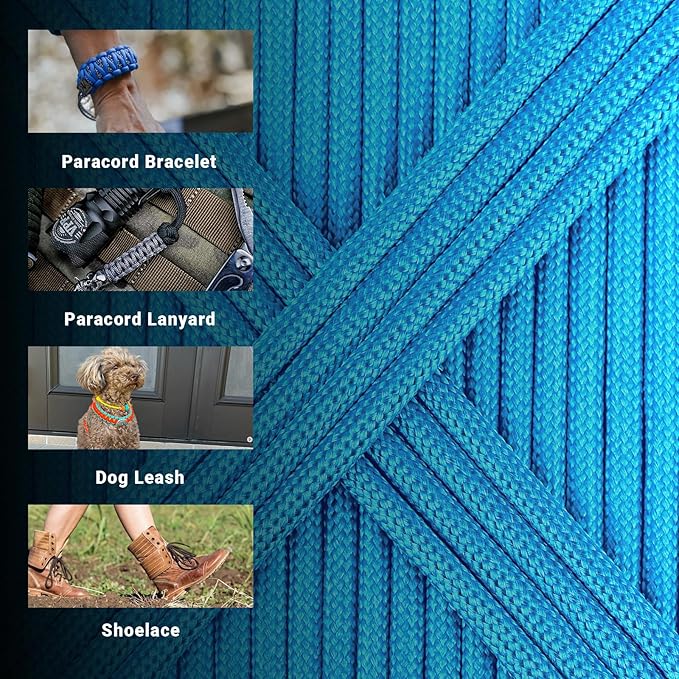 WEREWOLVES Paracord Rope, 7 Strand Type III Parachute Cord 4mm 100ft / 200ft for Crafting, DIY Projects, Survival Bracelets (Sky Blue, 100 ft)