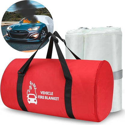 Azazccm Emergency Fire Blanket for Car, Large Fiberglass Fire Extinguisher Blanket, Survival Safety Fire Suppression Blanket for Electric Vehicle Truck Automotive Conflagration (13.12x19.68FT)
