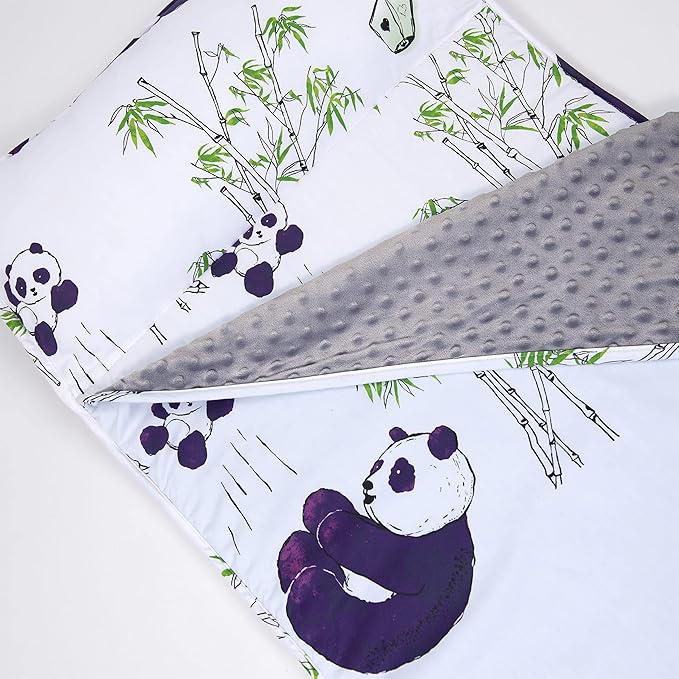 JumpOff Jo - Toddler Nap Mat - Sleeping Bag for Kids with Removable Pillow and Ultra Soft Blanket for Preschool, Daycare, and Sleepovers - Playful Pandas