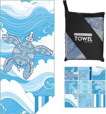 FISHEAL Microfiber Lightweight Turkish Beach Towel - 71"x32" Extra Large Oversized Sand Free Thin Quick Dry Travel Swim Gym Camping Towels for Adult Women Men Summer Vacation Gift